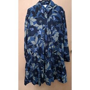 Caslon flower Button Front Shirt Dress Size 1X